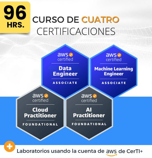 Curso AWS Machine Learning Engineer + Data Engineer + AI Practitioner + Cloud Practitioner (Cuádruple Certificación) - CerTI+
