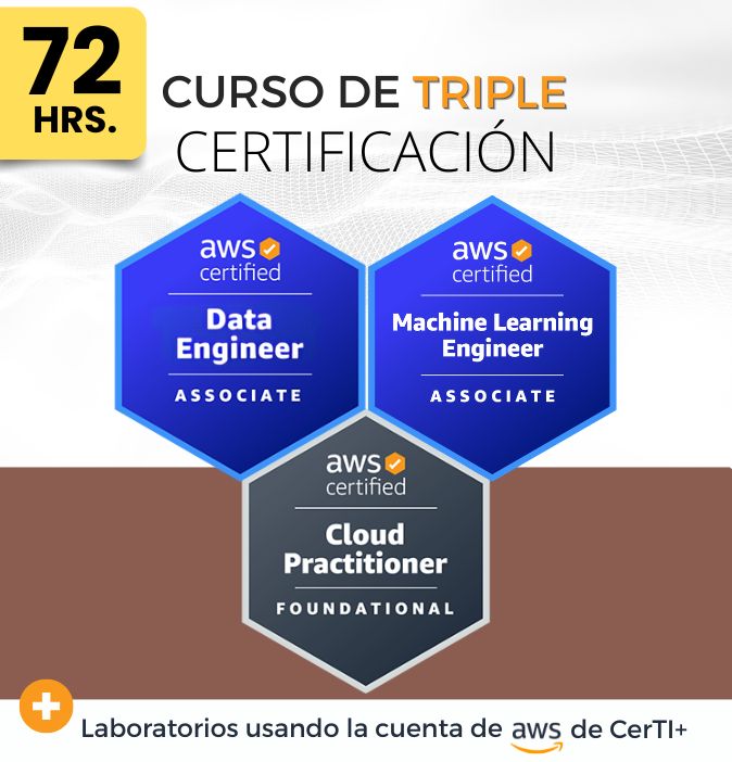 Curso AWS Machine Learning Engineer + Data Engineer + Cloud Practitioner (Triple Certificación) - CerTI+